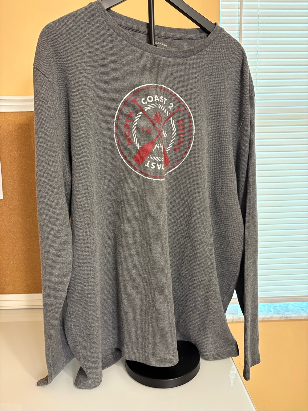 Men's GH Bass Gray Long-Sleeve Graphic Crewneck Shirt